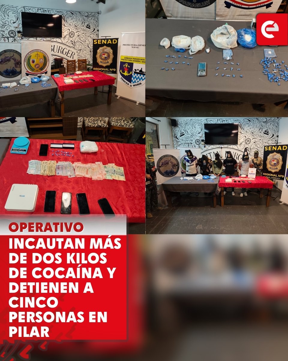 🚨 Golpe al microtráfico en Ñeembucú

Más de 2 kilos de cocaína fueron incautados en cuatro allanamientos realizados en Pilar. El operativo dejó cinco personas detenidas y la incautación de dinero y otras evidencias clave.

➕ Detalles en la web 🌐
🔗 canal-e.com.py/neembucu-incau…