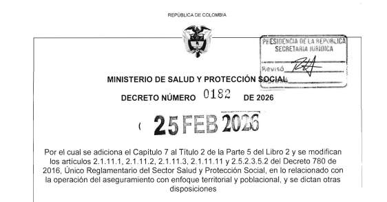 Atención

El Gobierno expidió el Decreto 0182 de 2026, que formaliza la reorganización territorial del aseguramiento y podría conducir a un traslado masivo de afiliados, como denunciaron organizaciones de pacientes.

La norma habilita redistribuciones hacia EPS con mayor