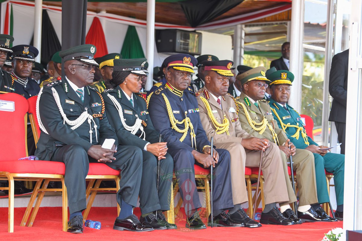 NYS_Ke's tweet photo. The Commandant General James K. Tembur, MBS, today joined His Excellency Dr. William Samoei Ruto, President of the Republic of Kenya and Commander-in-Chief of the Defence Forces, at the 46th @kenyaprisons Pass-Out Parade held at the Prisons Staff Training College Ruiru.

H.E. the President, reaffirmed the Government’s continued commitment to strengthening Kenya’s security institutions and nurturing disciplined and service-oriented workforce.

Congratulations to all graduates on this significant achievement. We wish you success as you serve the nation with honour and distinction. #𝑯𝒖𝒅𝒖𝒎𝒂𝑲𝒘𝒂𝑻𝒂𝒊𝒇𝒂