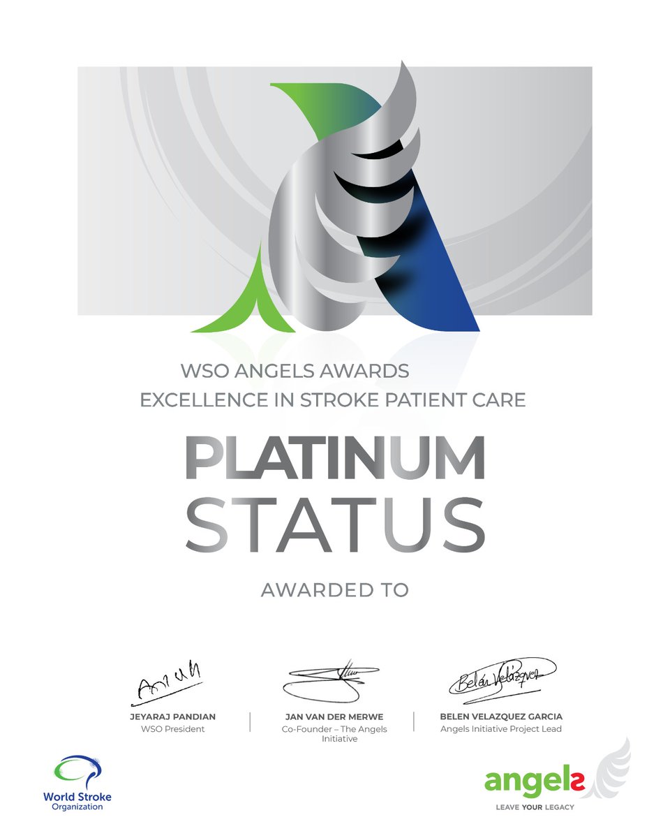 union_medica's tweet photo. Orgullosos de recibir el Platinum Status de los WSO Angels Awards 🧠

Máxima distinción en excelencia en atención al ACV. Porque cada minuto cuenta. https://t.co/qELaPX5lkY