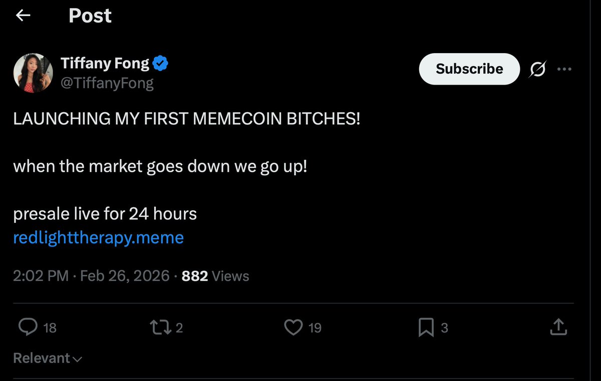 Be careful out there <a href="/TiffanyFong/">Tiffany Fong</a> is obviously "hacked" and they keep reposting the site for retarded presale. If you fall for it you should quit crypto