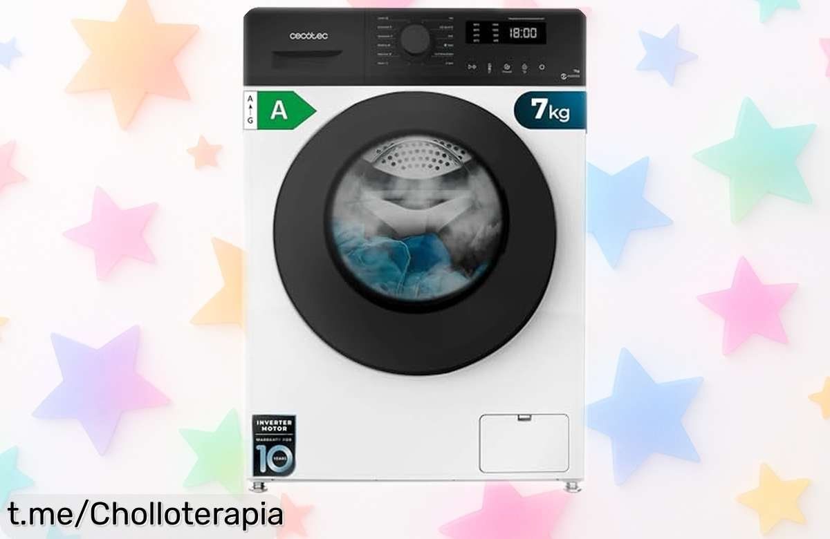 Chollosterapia's tweet image. #Publi🍀 ¡Oferta! Lavadora Cecotec Bolero Dresscode 7 kg con motor Inverter y vapor SteamMax para una ropa impecable ✨ Precio: 259€ 👉 amzn.to/4tPO8Tf #Oferta #Cecotec