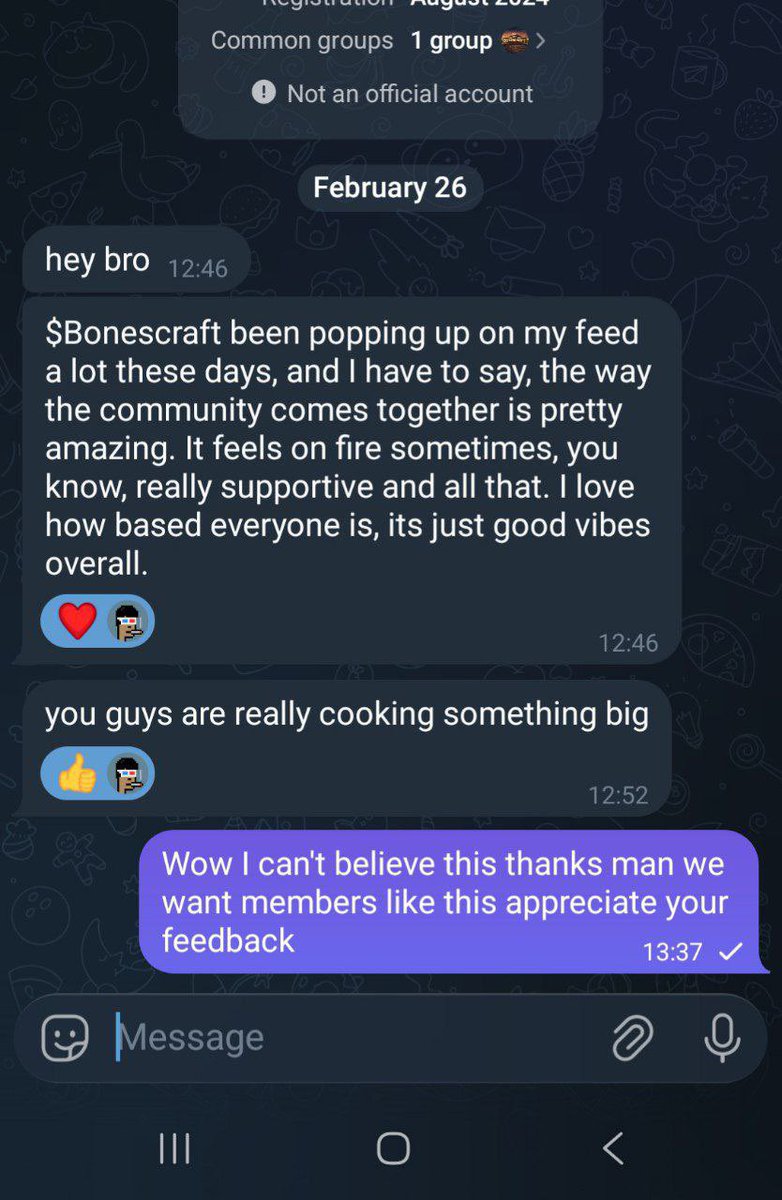 BonesandHammers's tweet photo. We don’t need fake hype.

When messages like this come in organically,
you know you’re building something real. 🦴🔥

Bonescraft isn’t just a server.
It’s a community.

Appreciate every single one of you. 🚀

#Bonescraft #Minecraft #Community https://t.co/nWH6epG4j1