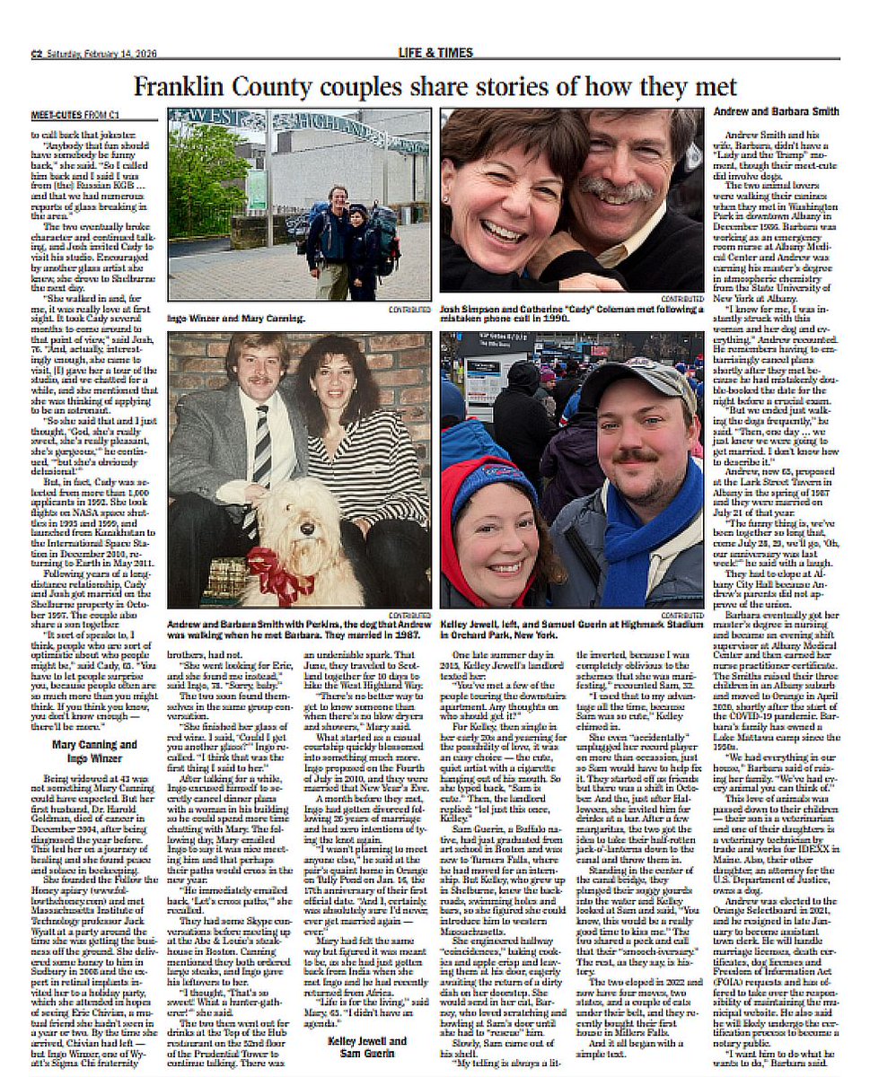 Astro_Cady's tweet image. Josh and I are one of the couples @DomenicPoli  featured in  @TheRecorderNews' "how we met" stories. We're still laughing and smiling all these years later! 💕

@Simpson_Glass #valentinesday