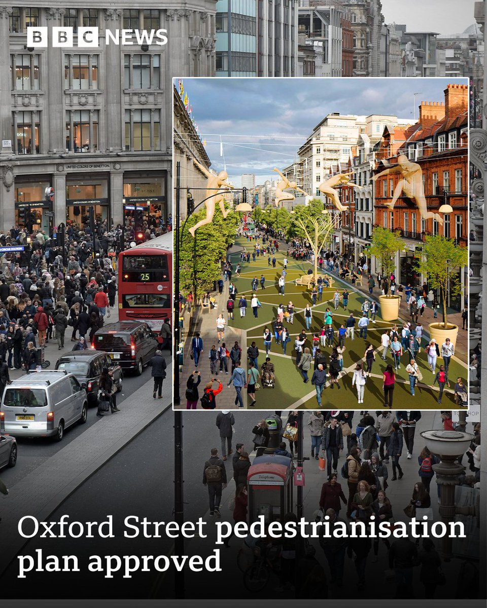 The pedestrianisation of Oxford Street has been given official final approval by London's mayor, Sir Sadiq Khan.

➡️ bbc.in/4kWZSzh