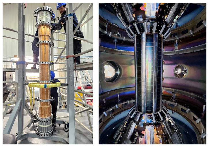 TokamakEnergy's tweet photo. Here’s the first picture of our new ST40 centre column, designed to slot into our ST40 spherical tokamak. It’s currently being built by our partners at @RockwoodComp and is a major part of the upgrade we’re undertaking this year.

The centre column in ST40 has two main functions. With each of its 24 wedges carrying up to 200 kA, it acts as the core of the toroidal field coil, enabling toroidal magnetic fields greater than 2 Tesla at the plasma core. It also houses a 192‑turn solenoid that boosts and sustains the plasma current created during merging‑compression start‑up.

As the world’s highest‑field spherical tokamak, ST40 is the perfect testbed for developing the technologies and expertise needed for future #fusion power plants. That’s why our current programme, in partnership with @ENERGY and @energygovuk, is focused on exactly that.

The upgrades happening this year will allow us to test key fusion technologies such as lithium plasma‑facing surfaces and radio‑frequency heating in a high‑field, high‑performance environment. They also strengthen collaboration between the UK and the US, allowing researchers across our partner universities and national labs in both countries to benefit from ST40 research.

Our new centre column will help unlock improved performance as we move into the next phase of operations.

#Fusion #FusionEnergy #Innovation #Partnerships