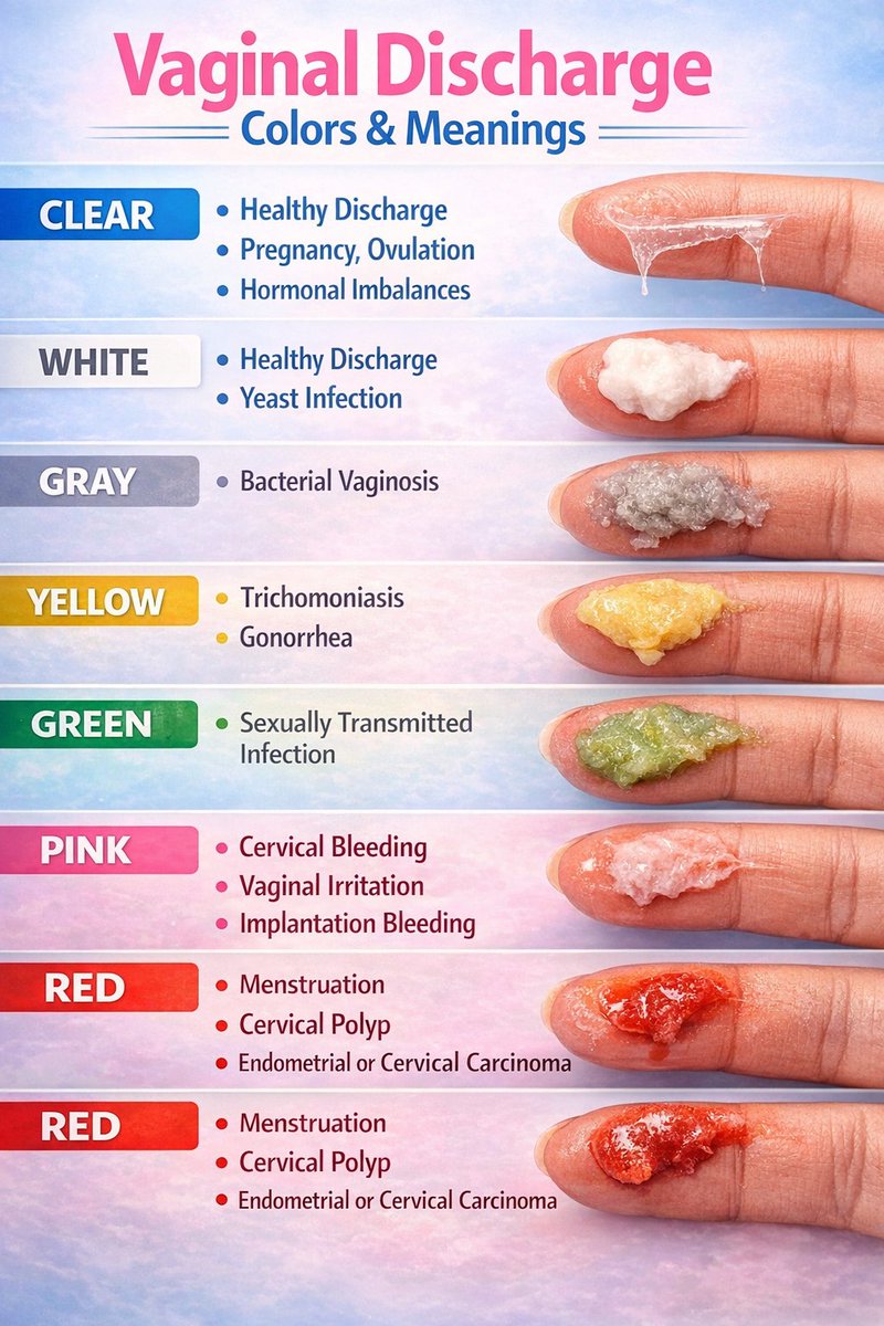 JustLearnd's tweet photo. Discharge Colours &amp; their meanings. 👩‍🔧 https://t.co/2erSrvAPqz