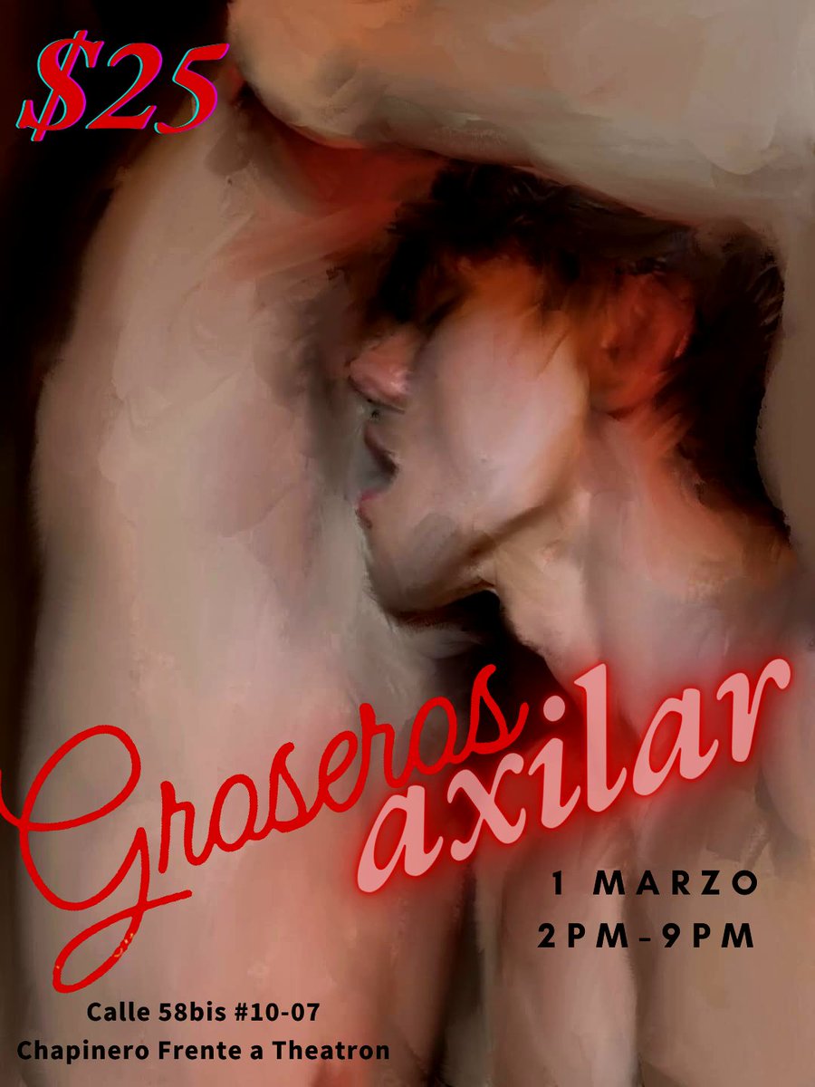 Este fds la excitacion y el instinto rastrero nacen al oler y lamer las axilas de otro macho; su aroma a sudor reclama la actividad sexual 
Pega tu olfato dispara la testosterona a partir de 2pm 
18 a 24años  $20
25 a 50años $25
Marzo 1 
#GroserosAxilar🐽
