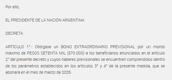 El bono de $70.000 para jubilados va a cumplir dos años congelado, oficializó hoy Milei.

Sí, no se actualiza desde marzo de 2024. Desde ese momento hubo una inflación acumulada del 115%.

O sea que hoy debería valer $151.000 y perdió un 53% de su poder de compra en el período.