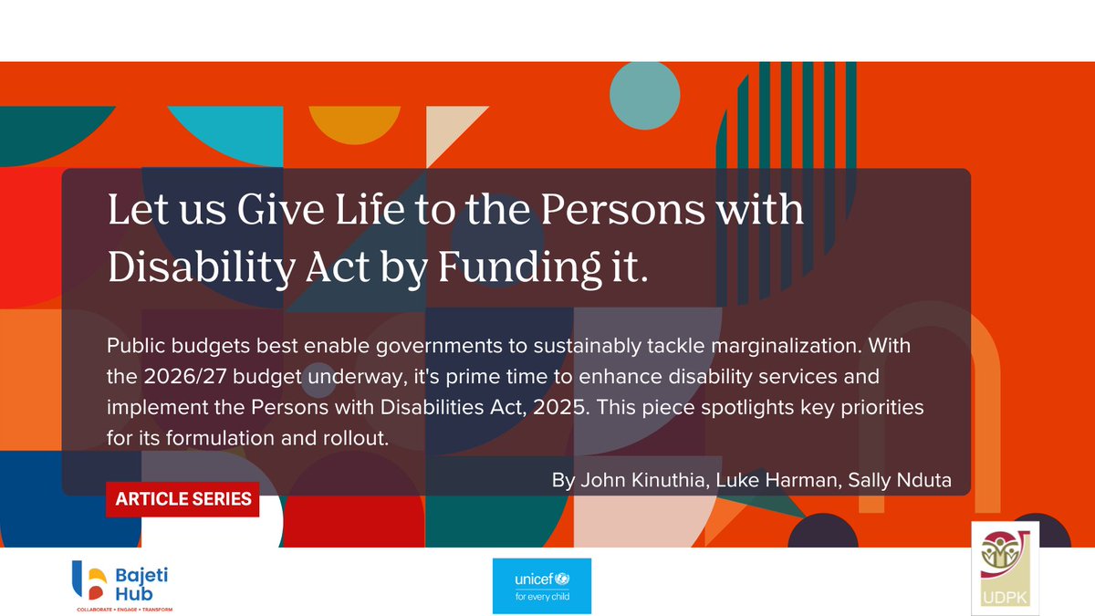 bajeti_hub's tweet photo. 🚨#𝗡𝗲𝘄𝗔𝗿𝘁𝗶𝗰𝗹𝗲𝗔𝗹𝗲𝗿𝘁

Our new article, “𝗟𝗲𝘁 𝗨𝘀 𝗚𝗶𝘃𝗲 𝗟𝗶𝗳𝗲 𝘁𝗼 𝘁𝗵𝗲 PWD's 𝗔𝗰𝘁 𝗯𝘆 𝗙𝘂𝗻𝗱𝗶𝗻𝗴 𝗶𝘁," unpacks how the government’s plans for 𝗣WD's should be reflected in the 𝟮𝟬𝟮𝟲/𝟮𝟳.

𝗥𝗲𝗮𝗱👇
https://t.co/6BiEWImKZ0 https://t.co/OO7Tvt2ON0