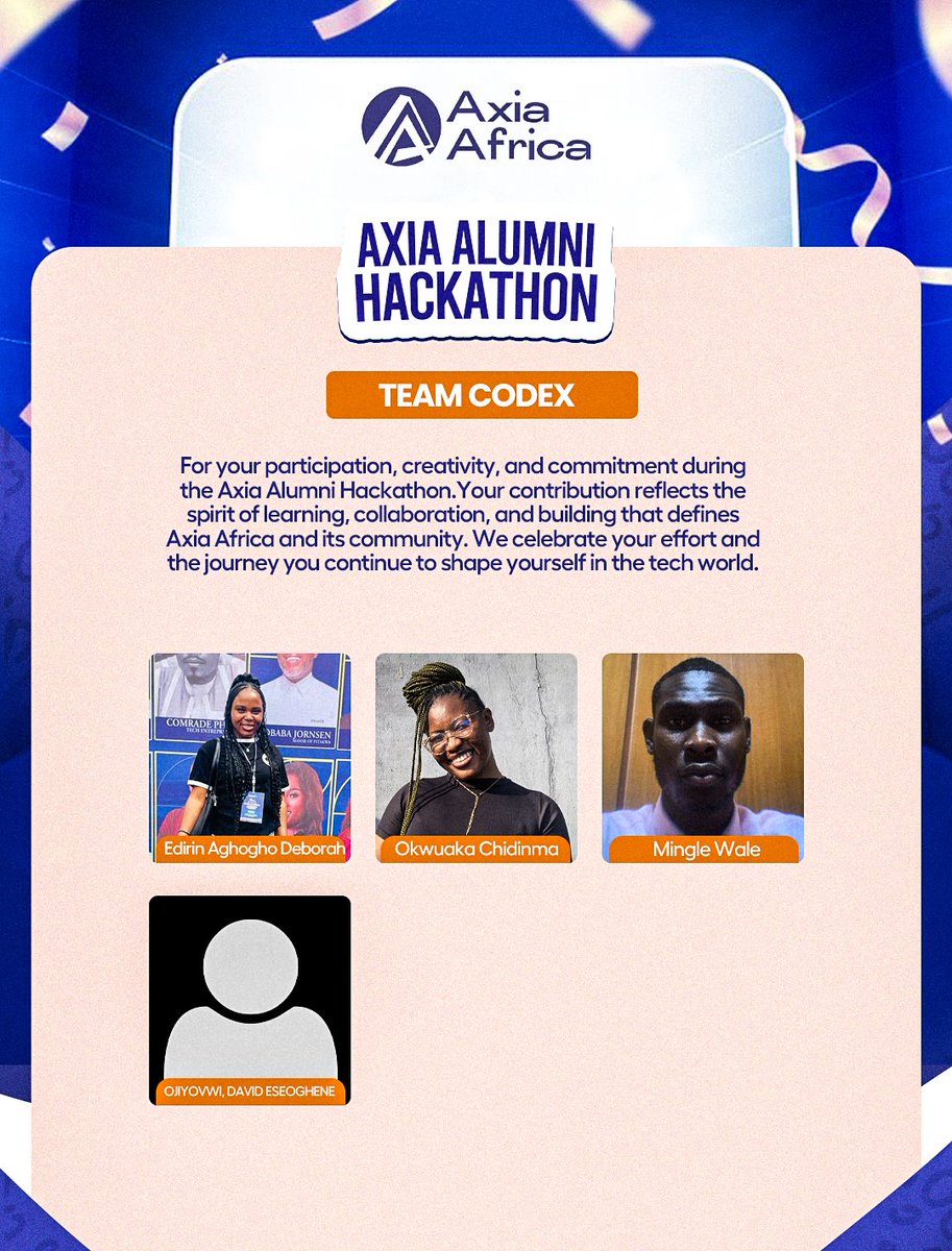 The Axia Alumni Hackathon was more than a competition. It was a room full of builders choosing to think, collaborate, and execute.

Today, we’re celebrating every team and every member who showed up, put in the work, and brought their ideas to life. From winners to finalists,