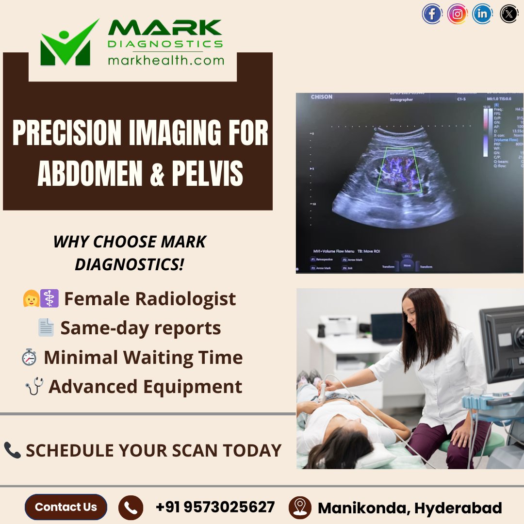 MarkDiagnostics's tweet image. Precision Abdomen &amp;amp; Pelvis Scan 🩺
👩‍⚕️ Female radiologist
📄 Same-day reports
⏱️ Minimal waiting
📍 Manikonda, Hyderabad
📞 +91 9573025627

#AbdomenScan #PelvisScan #Markdiagnostics #HyderabadHealthcare #Manikonda