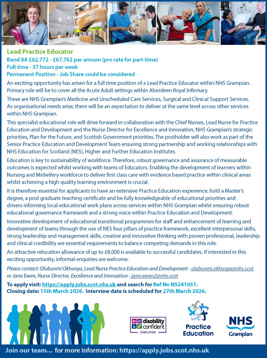 NHSGrampian's tweet photo. An exciting opportunity has arisen for a full time position of a Lead Practice Educator within NHS Grampian. For full details and to apply: https://t.co/eIM1b9jfBs

#ProudtobeNHSG #TeamGrampian #TeamNHSG https://t.co/9Lpfum5fj6
