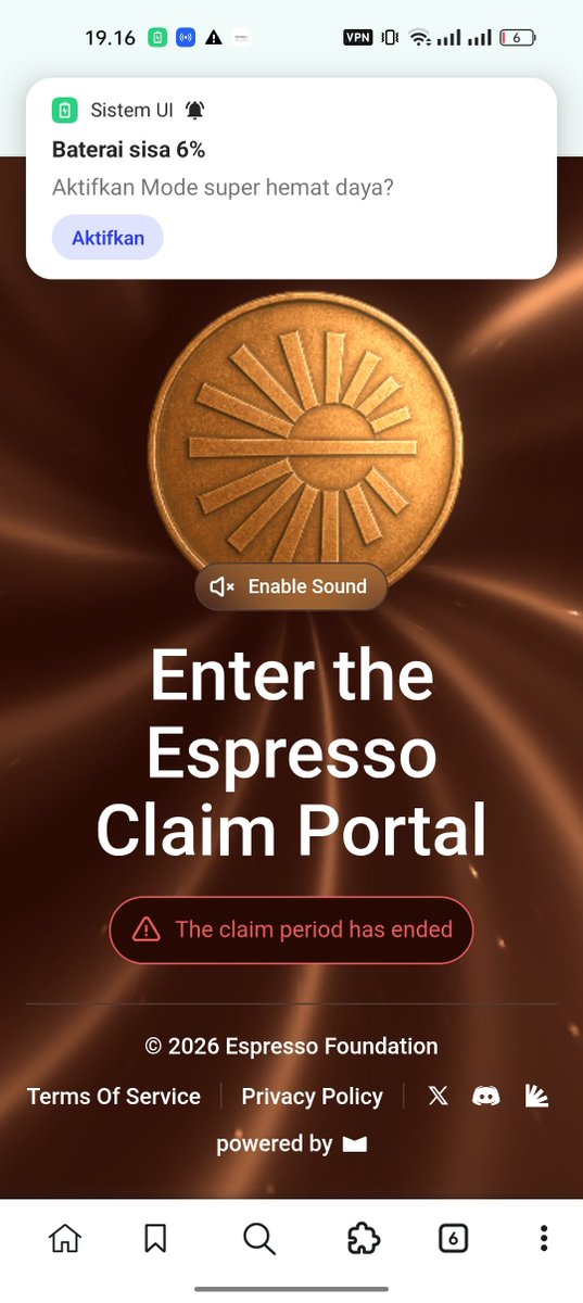 Bro5427_eth's tweet photo. @espressoFNDN Is this a bug? 5 minutes ago before I verified authena was still open, and now it's ended? Lol https://t.co/XKVsQNC8CX