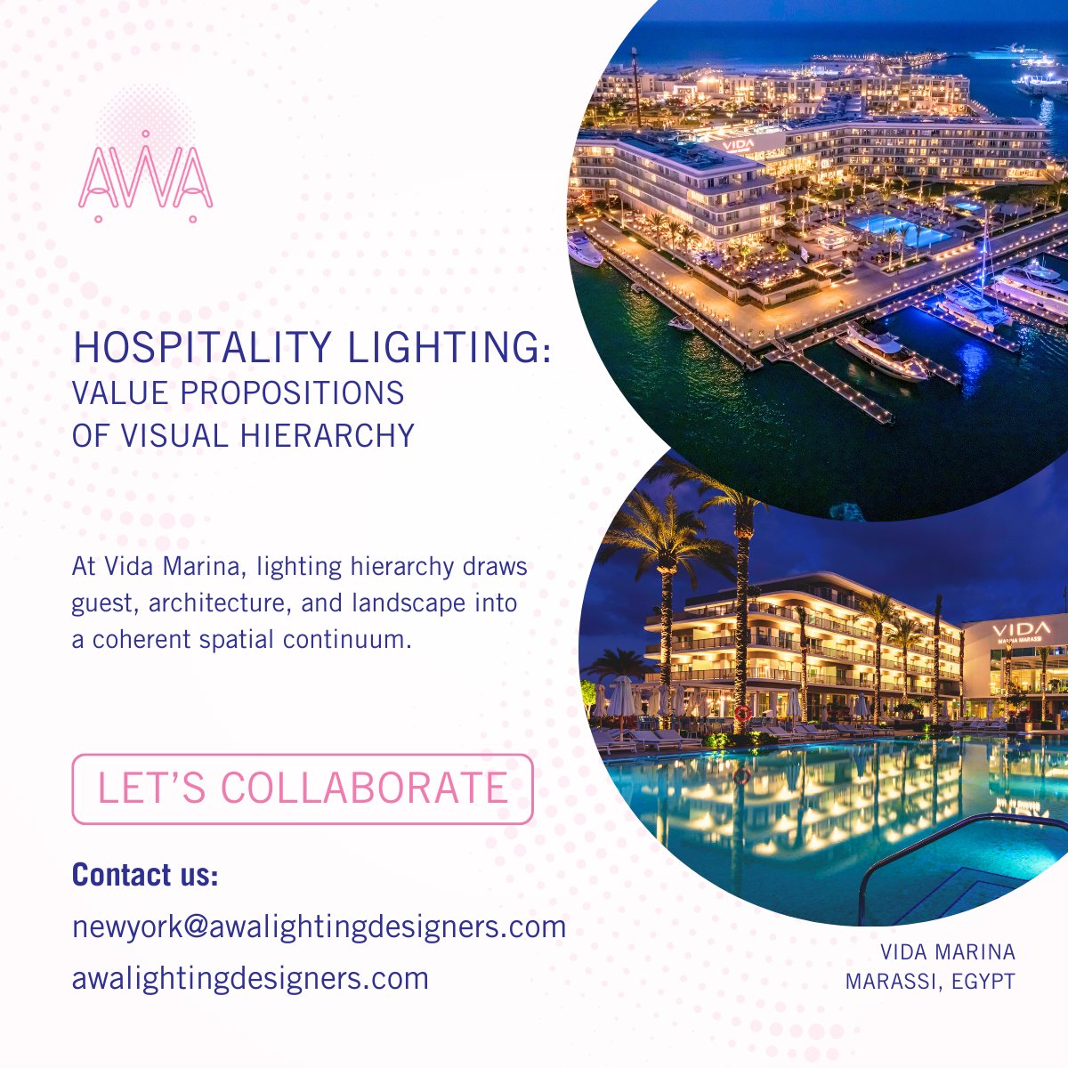AWALight's tweet photo. HOSPITALITY LIGHTING: VALUE PROPOSITIONS OF VISUAL HIERARCHY
Via visual hierarchy, lighting establishes spatial clarity, aligning guest, built form, &amp; landscape into a coherent experience at Vida Marina, Marassi.
Read Full Article: https://t.co/ga4YmTi54J
https://t.co/t3R5XfjgUs https://t.co/1oV8xN3Dzk