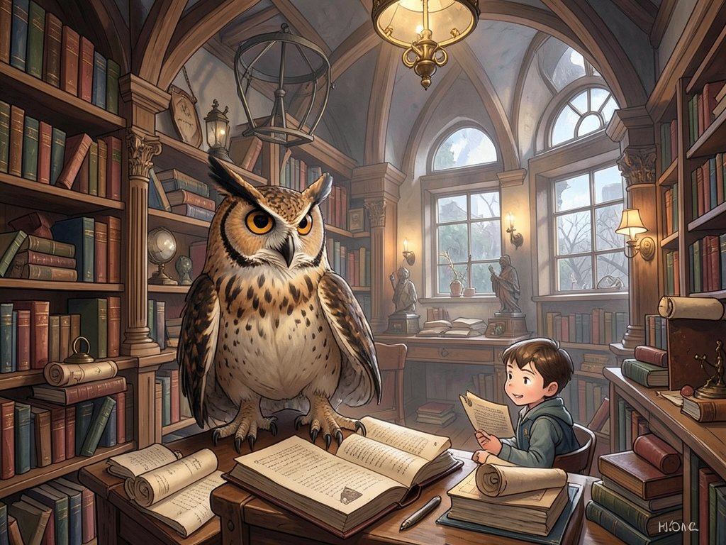 claire_nicolle's tweet photo. In the cozy embrace of Vera the Owl’s library, surrounded by ancient scrolls and shimmering stars, her passion for each book illuminates the wonders within. A true treasure! @DataHaven_xyz #BookLovers #MagicOfReading https://t.co/XJa53j9fIz