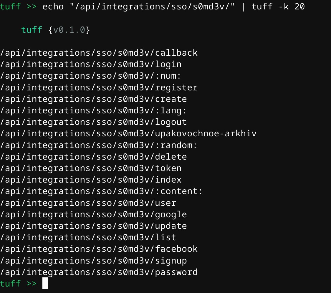 s0md3v's tweet photo. need an advantage over other hackers?

'tuff' is available for my github sponsors, a markov-chains based directory guesser.

it will release for general public with the paper and blog later this month. https://t.co/G3BbsoR4Jx