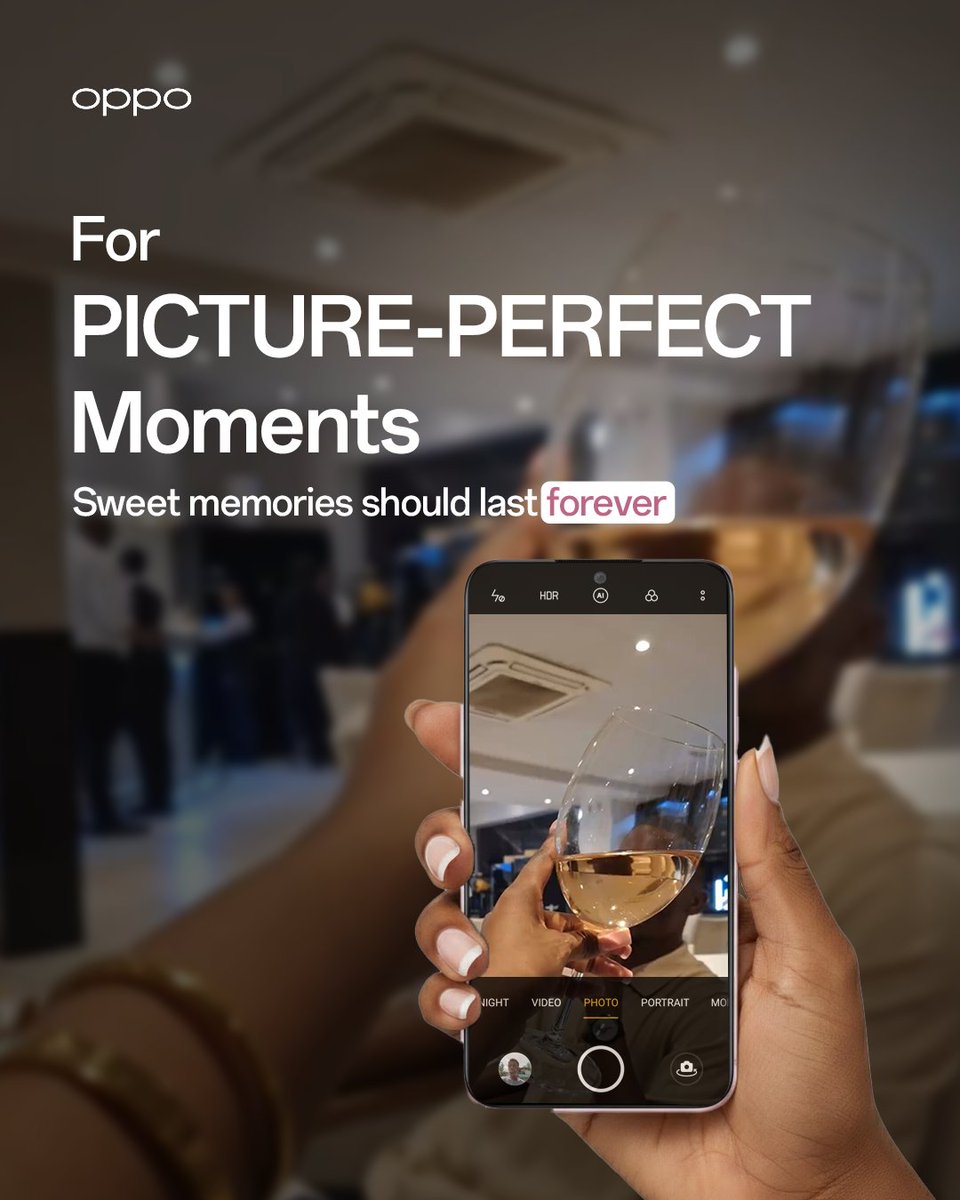OPPONigeria's tweet image. Love may have a season… but memories deserve forever 🤍✨
From quiet toasts to beautiful evenings like this, don’t forget to capture the moments that matter. 📸🥂

Celebrate. Capture. Remember. 💕 

#oppo #stayahead #oneforfiveyears