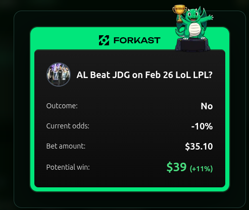 What an epic fight between Anyone’s Legend and JD Gaming in a best of 5 series! 

Evenly matched at start, culminating in a game 5 to clearly declare the winner with JDG claiming the big W. GG!

Join us!
Referral Link - forkast.gg/?referal_code=…

Only in <a href="/Forkast/">FORKAST</a> <a href="/ForkastSports/">Forkast Sports</a>