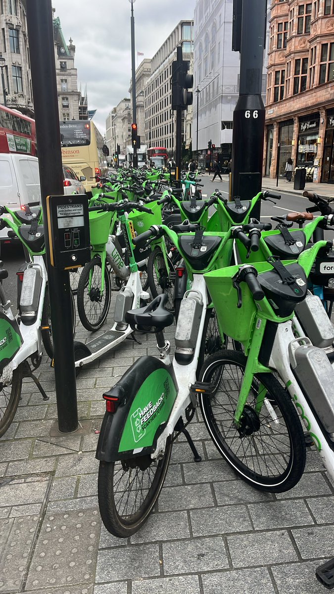 Jen_Suman's tweet photo. This is insane! Pedestrian crossing on Piccadilly unusable and unsafe for pedestrians due to dumped bikes. The venn diagram of cyclists and thoughtless people seem to be overlapping more and more… https://t.co/GWbSdROkvn