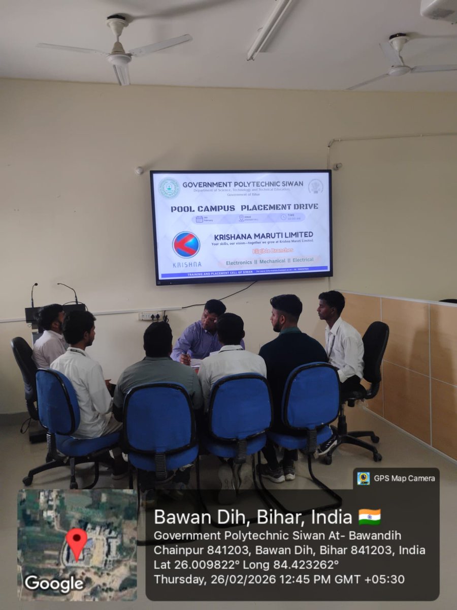 SiwanGP's tweet photo. Successful 2-day Placement &amp; Recruitment Drive at Govt. Polytechnic Siwan 🎓
📅 25 Feb: NRS Bridge Construction Pvt. Ltd. – Virtual Drive (74 students)
📅 26 Feb: Krishna Maruti Ltd. – Pool Campus Drive (70 students + interviews)
#PlacementDrive #GPSiwan #StudentSuccess #Career https://t.co/rHdxMPFcyW
