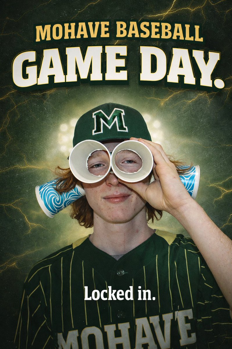 MohaveBaseball's tweet photo. Locked in. 👀🔒 Two chances to catch us today — 2:00 PM &amp; 4:30 PM. #MohaveBaseball https://t.co/VOCZTuYe3Z