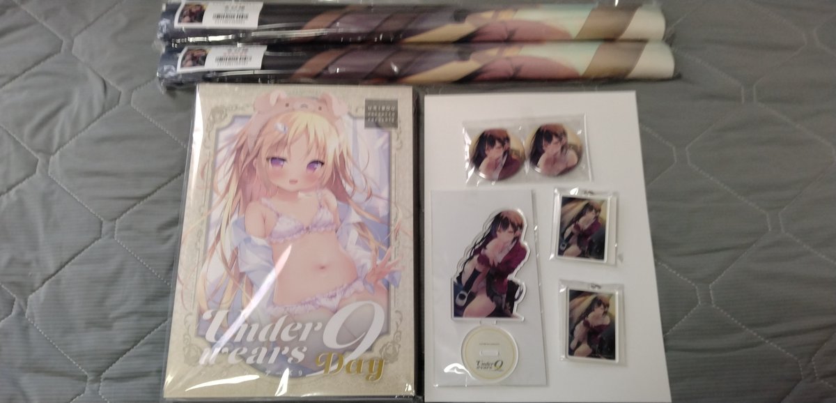 m61DW1's tweet photo. メロンブックスの Underwears9 -day&amp;night- が本日届きました
購入したのはるび様さんの限定版とクワトロタペ2種。UW7以来のるび様さんの新作が来て嬉しかった

現在壁にはUW1から9と＋αのタペを並べています。あと2、3で壁がUWシリーズで埋まりそう
こうして並べてみると歴史を感じますなあ https://t.co/OsmYLrttYq