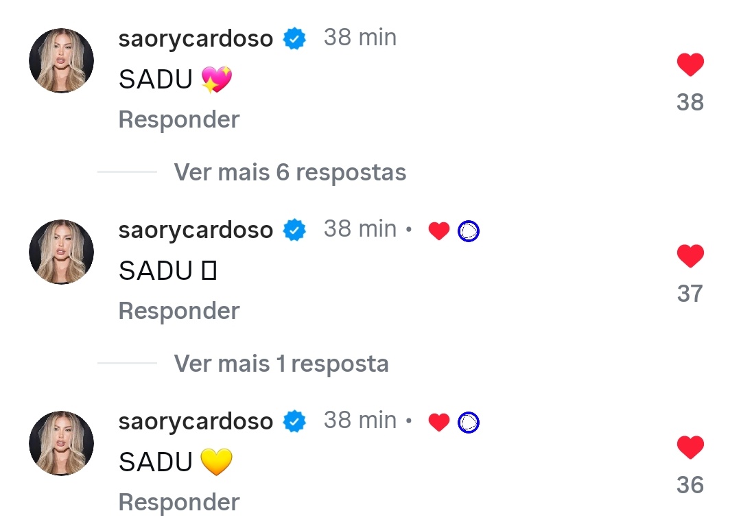 morrendo com a saory comentando a mesma coisa (só mudou os emojis) na postagem do recordeuropa kkkkkkk ela é a maior sadu que temos