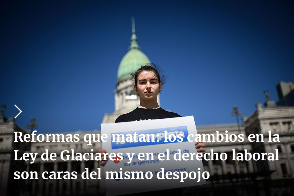 Tierra_Viva_'s tweet photo. 🏔️❗La Ley de Glaciares se construyó desde abajo, la reforma de Milei para mineras transnacionales, gobernadores y empresarios. Junto a la reforma laboral "apuntan a la entrega del territorio y la fuerza de trabajo".
✍🏼 Horacio Machado Aráoz
➡️https://t.co/CcAWCO734T https://t.co/nr5h8h7bnR