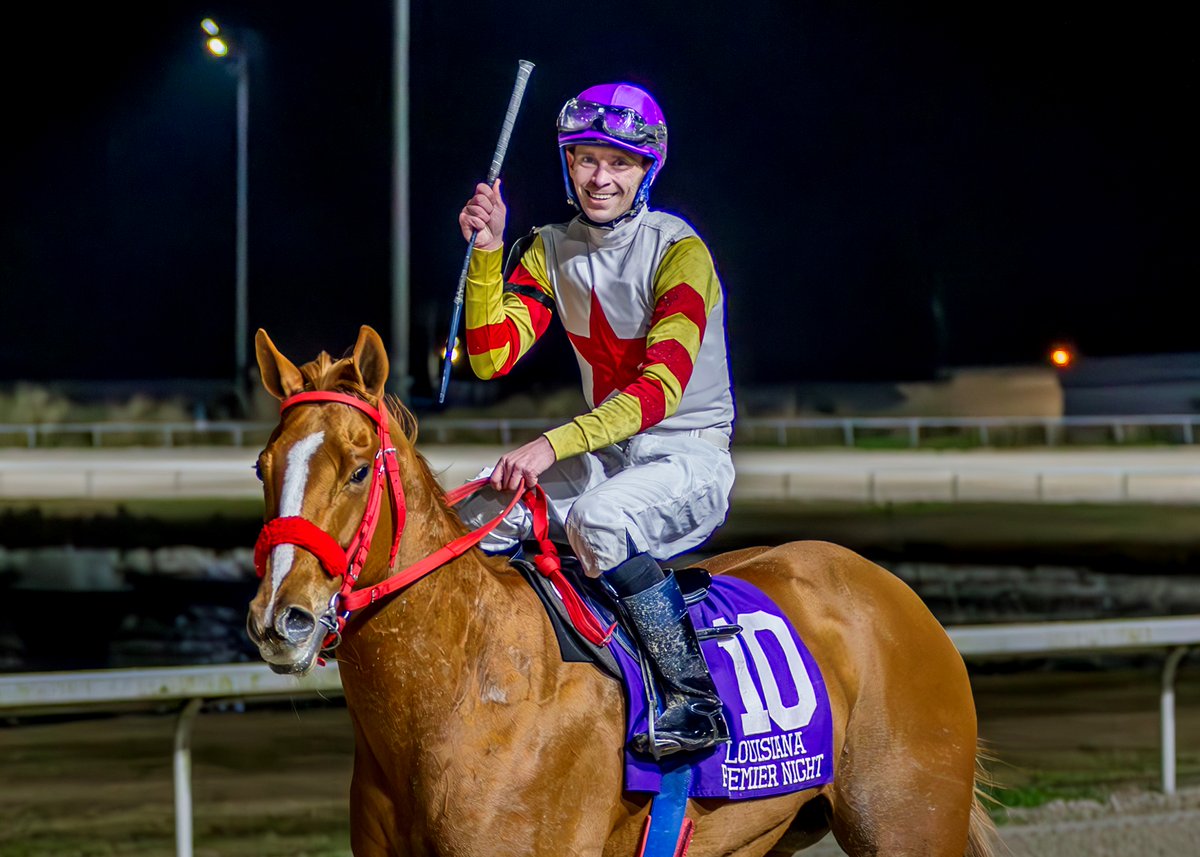 Equibase's tweet photo. Good Morning and Happy Thursday! 🏇☕️

Six String, a 5yo mare by Star Guitar, has the highest career earnings of any horse entered in North America today, with $495,610!

The Louisiana-bred will be going for her 11th career victory for trainer Allen Landry with Timothy Thornton aboard in the 4th race at @fairgroundsnola today.

4 of her 10 wins are in stakes races and she is a career 18-for-23 in the money.

For more statistics from today and the day prior, visit Equibase Daily Insights with the link below:
https://t.co/qPE5fH6HY3

📸Six String - Credit: Hodges Photography