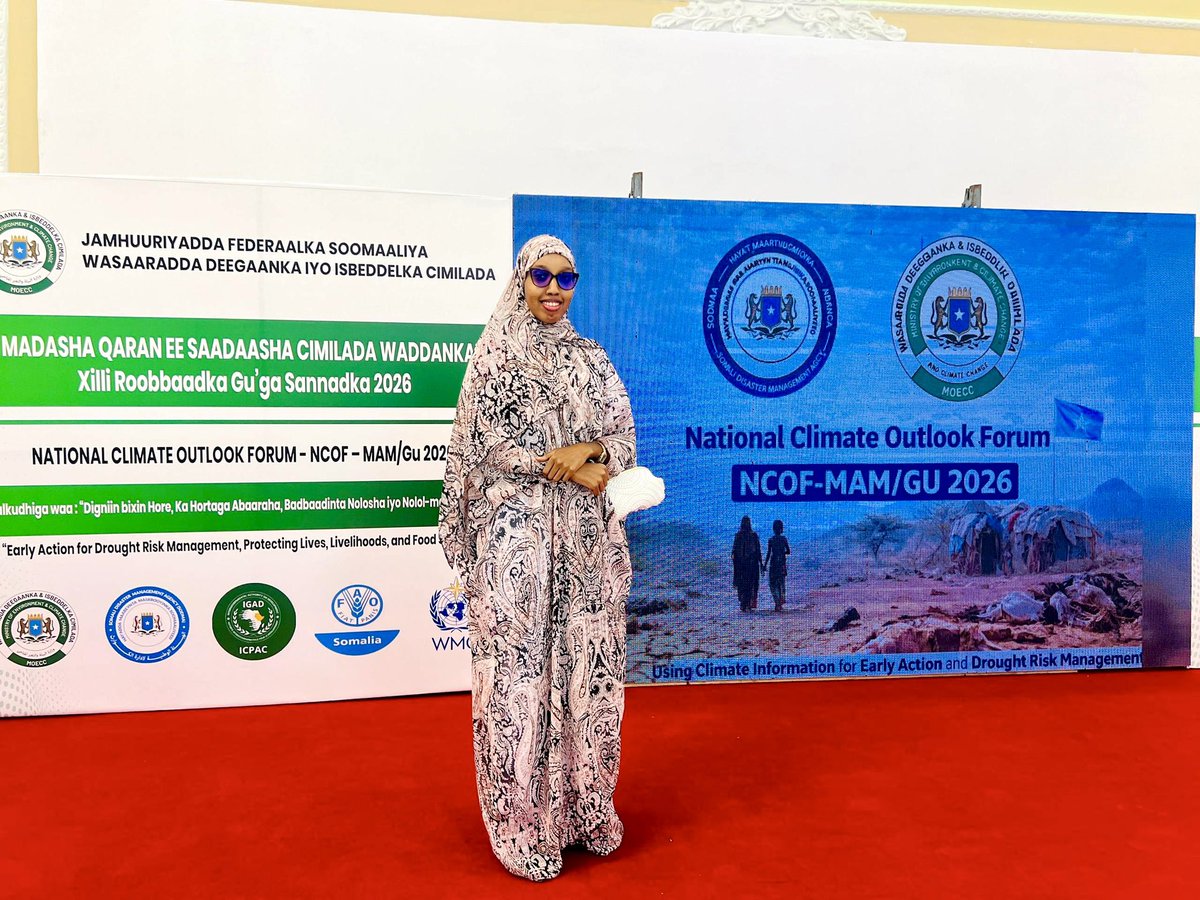 naimakoos's tweet photo. Attended the National Climate Outlook Forum for Gu 2026, supported by @WMO, @FAO-SWALIM, @ICPAC. Key insights: wetter-than-average rains, localized dry pockets, rising heat, and flood risks. Focus on anticipatory action to protect communities, especially women and girls. https://t.co/dfcOyc2OBv