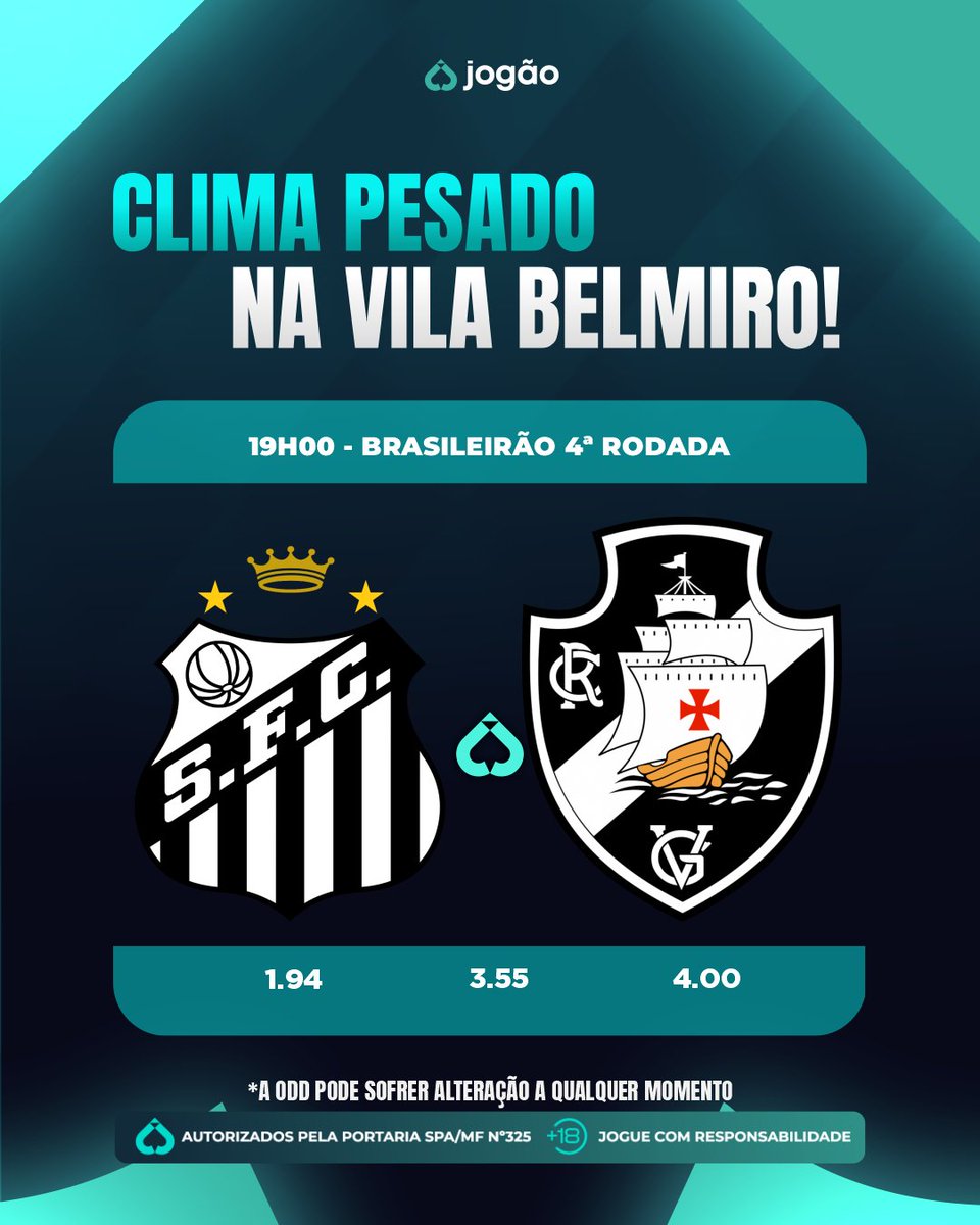 jogaobet's tweet photo. 💥 QUEM RESPIRA E QUEM AFUNDA?

Duas camisas históricas, dois inícios ruins e bastidores agitados. 
 
Ambos dentro do Z4 no Brasileirão.

Se tem drama e pressão… 
👉 é Jogão!
https://t.co/7AHFzFdl2m

🔞 | Jogue com responsabilidade. https://t.co/ukgyxoSfNc