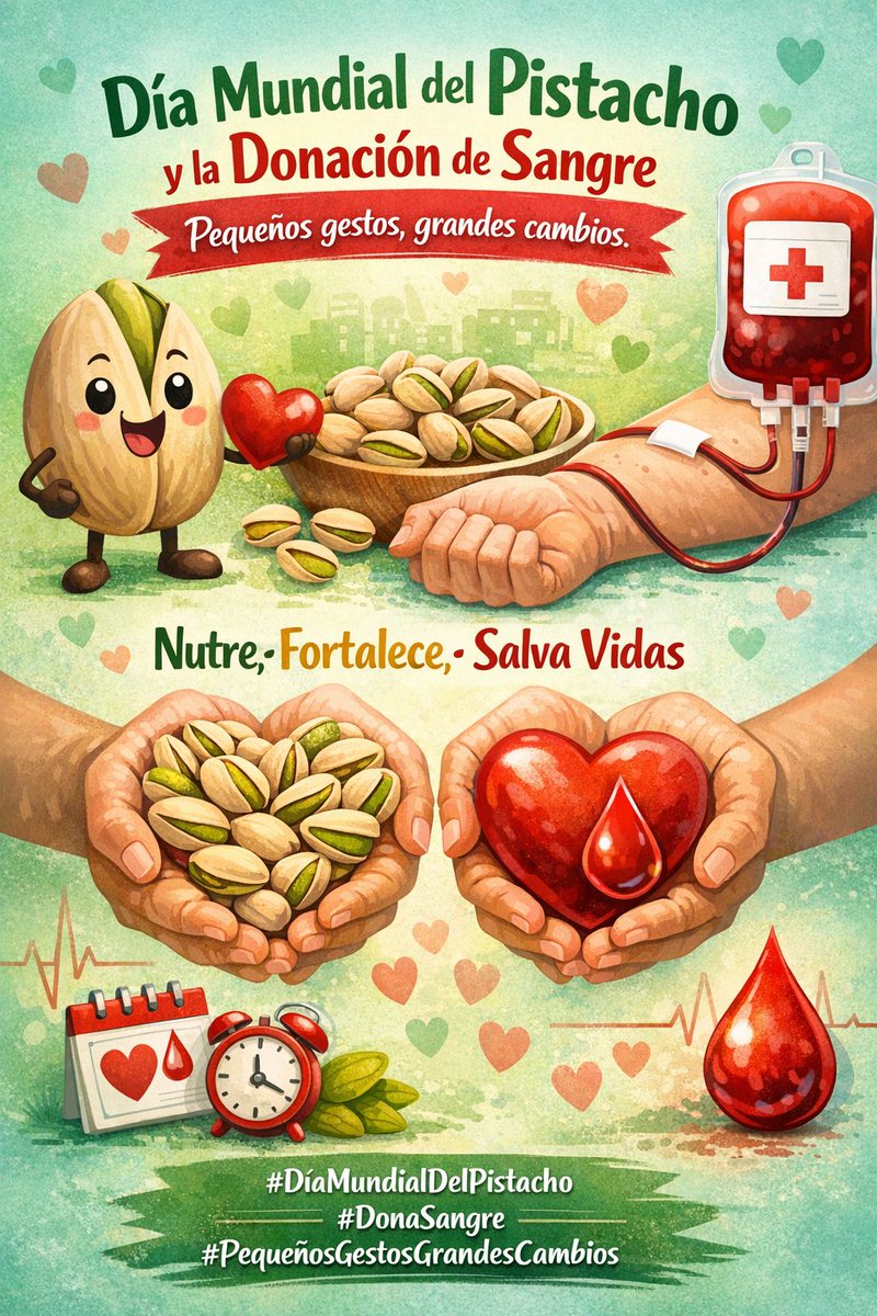 BSCANTABRIA's tweet photo. Hoy es el Día Mundial del #Pistacho 🥜
Así como el pistacho nutre el cuerpo, la sangre donada fortalece la esperanza de #pacientes que enfrentan #cirugías, #accidentes o #enfermedades.
Mientras disfrutas de los #pistachos, piensa en regalar unos minutos para donar sangre🩸 https://t.co/yEO6IiDAf3