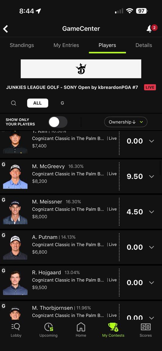 Junkies DFS Contests⛳️⚾️🏈🏀 tweet media
