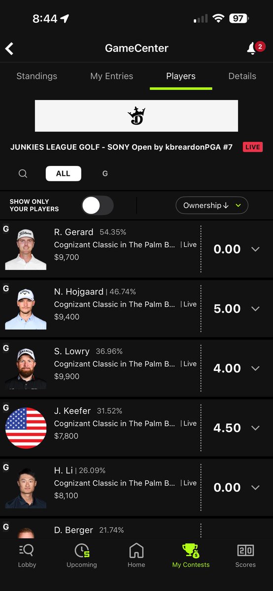 Junkies DFS Contests⛳️⚾️🏈🏀 tweet media