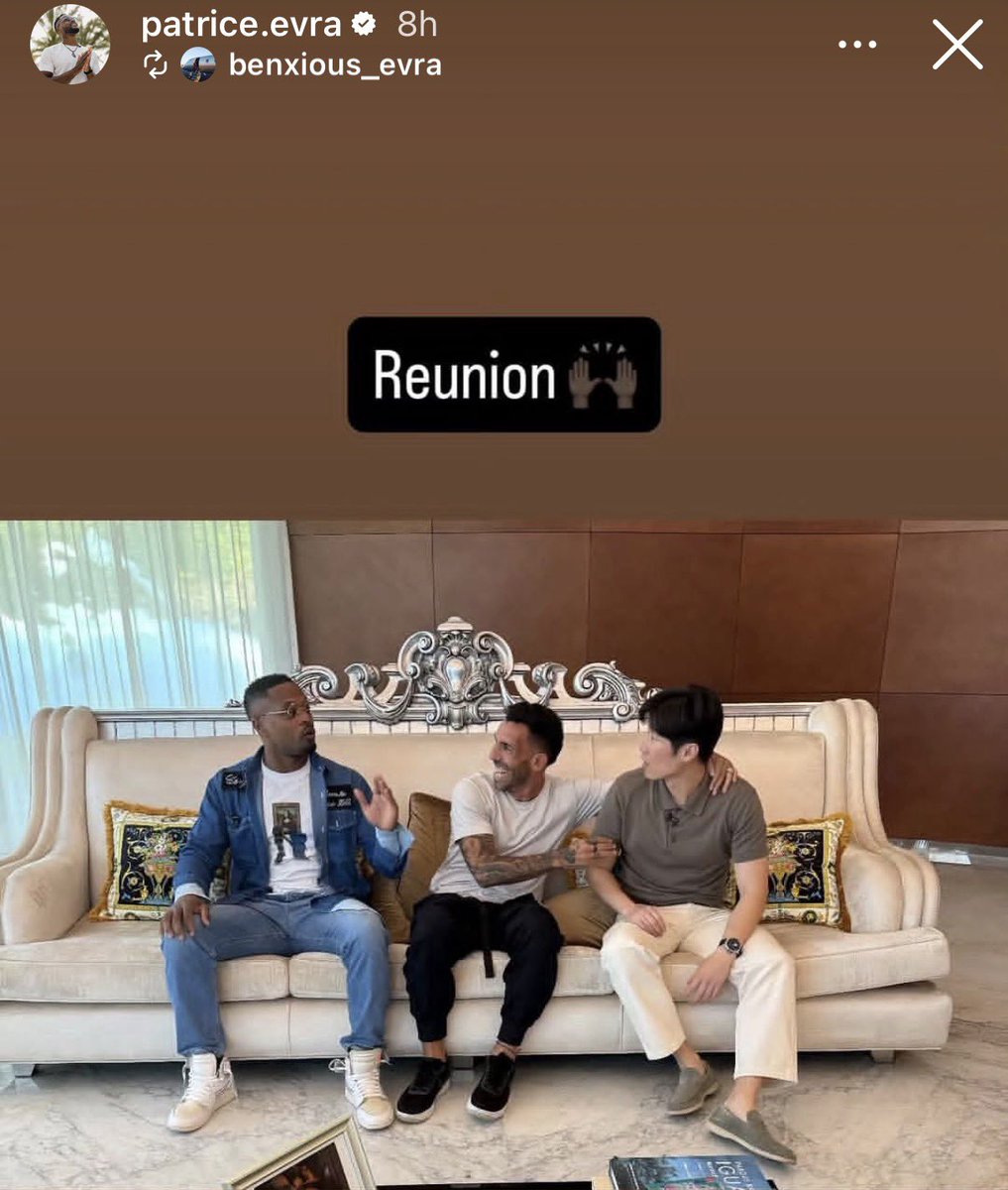 🚨📸 | Patrice Evra with Ji-Sung Park and Carlos Tevez on Instagram:

“Reunion 🙌🏿”