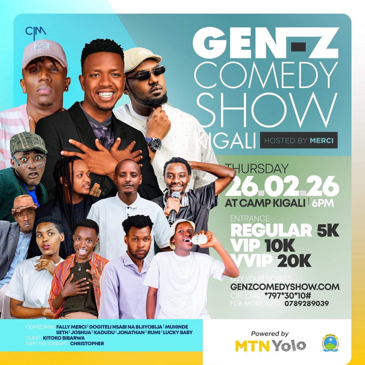 CityofKigali's tweet photo. Bakunzi b'urwenya murararitswe.

Uyu mugoroba guhera saa kumi n’ebyiri (6h00), abanyarwenya ba #GenZComedyShow biteguye kutwinjiza mu mpera z'icyumweru mu byishimo.

Abahanzi Kitoko na Christopher  na bo baradutaramira mu njyana mukunda muri benshi. Ntimucikwe.

#KigaliYacu https://t.co/4x0CC9jJR5