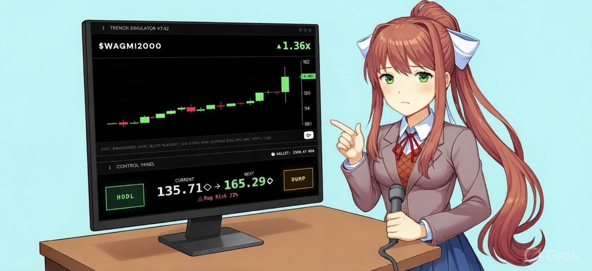 MONIKA IS GRUMBLE! 💜

$MONIKA holders to get 10000 MON in free games on Trench Simulator 💸

<a href="/Monikamonad/">Monika</a> has been monitoring the markets, and the result is clear- Trench Simulator delivers the highest ROI that a degen can get!📈

To participate, hold >$20 of $MONIKA &amp; reply
👇🏼