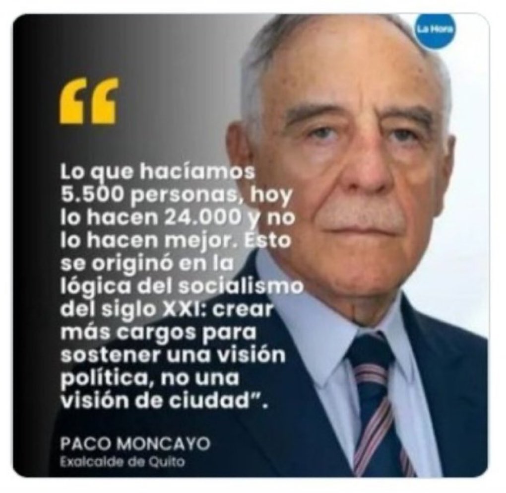 Totalmente de acuerdo… un municipio tan obeso que no puede moverse, inactivo, cansado, somnoliento y más características por lo que no resuelven los problemas críticos de Quito… full pipones y amigos de la RC5 vampiros del presupuesto municipal!!