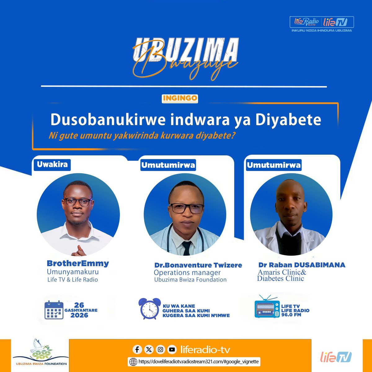 liferadio96fm's tweet image. Tubane guhera I  saa kumi (16:00), mu kiganiro "Y'ubuzima Bwuzuye", turaganira Ku ndwara ya Diyabete n'uburyo bwo kuyirinda

#liferadio
