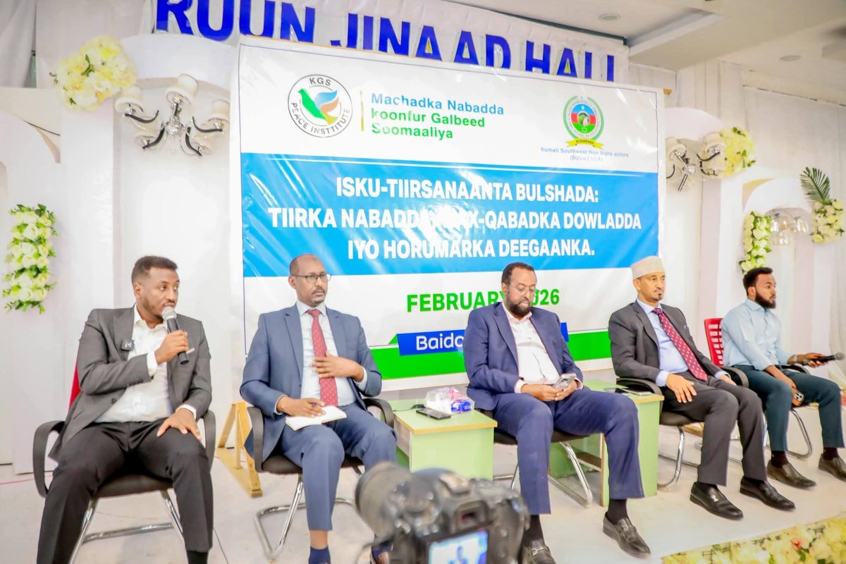 IniskoyO5183's tweet photo. On 25 Feb 2026, IPDO participated the Community Consultation Forum organized by KGS Peace Institute - Macahadka Nabadda &amp; Somali South West Non-State Actors (SOSWENSA) in Baidoa.
We reaffirm our commitment to peacebuilding, citizen engagement &amp; sustainable development. https://t.co/jLtzNJb7Rt