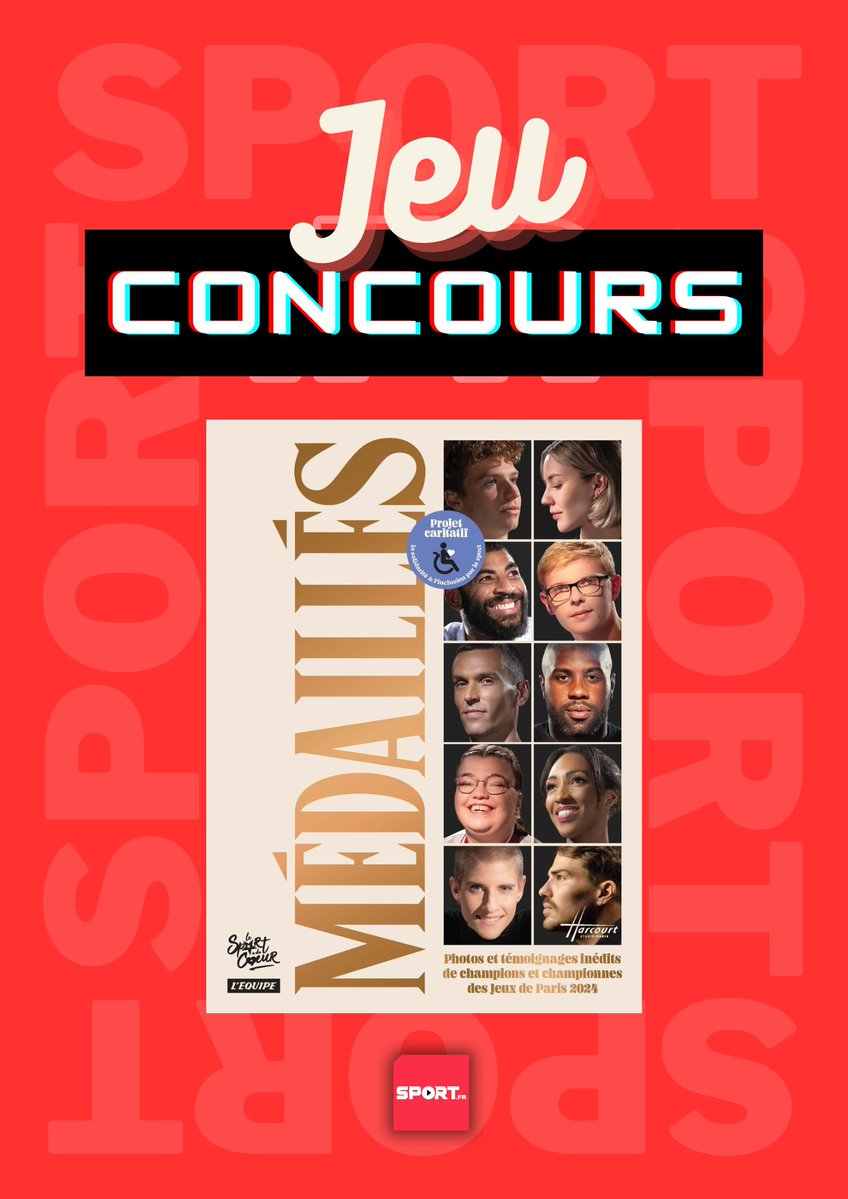 #Concours 🎁 Remportez le livre "Médaillés - Photos et témoignages inédits de champions et championnes des jeux de Paris 2024" aux éditions Solar 🤩

Pour participer :
🔴 RT ce post
🔴 Suivre <a href="/FilSport/">Sport.fr</a> et <a href="/SOLAReditions/">Solar</a>

👉🏼 Insta et FB pour plus de chances

TAS le 05/03 🍀