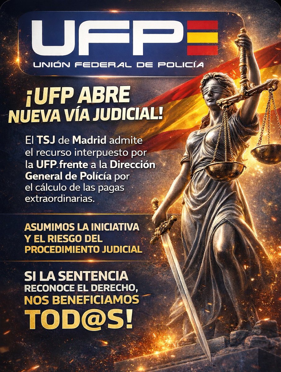 🚨ÚLTIMAS NOTICIAS🚨

👉Admitido a trámite el RECURSO interpuesto por la UFP. 
👉Seguimos luchando por TODOS los compañer@s. 

✅El sistema de denuncias anónimas YA es una realidad y seguimos sumando iniciativas para mejorar la Policía Nacional. #UFPcontigo