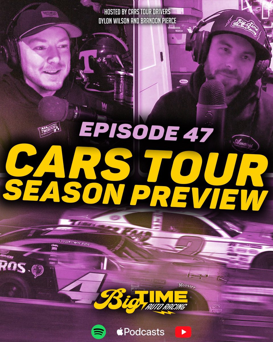 FRWDDRVE's tweet photo. ⚡️B I G • T I M E • A U T O • R A C I N G⚡️w/ @dylonwilson &amp; @bpierce354 

2026 @CARSTour season kickoff episode is now available. 

APPLE | https://t.co/jnEPoRryfb
SPOTIFY | https://t.co/5soukR9xYF
YOUTUBE | https://t.co/gLOaVLGcrE https://t.co/MU3vt2kd6W