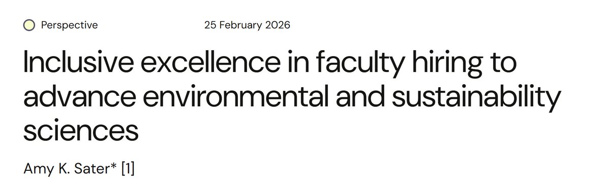 Martin_A_Nunez's tweet photo. Wonderful and important paper by Amy Sater! 
"Inclusive excellence in faculty hiring to advance environmental and sustainability sciences"
Must read if you are ever somehow involve in hiring in academia. Believe me.
https://t.co/T4OeQ5I8Il https://t.co/PiwHBpeULX