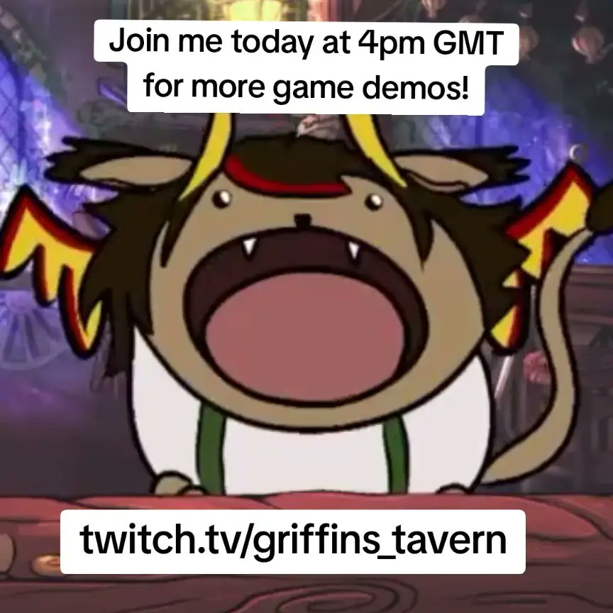 Join me today at twitch.tv/griffins_tavern for more demos tonight!

#TheWitchsBakery #smallstreamer #steamdemos #NextFest
