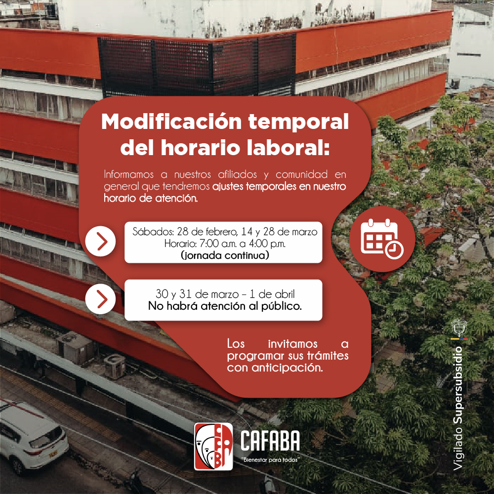 cafaba38's tweet photo. #AvisoImportante | Queremos informarte que actualizamos nuestro horario de atención para brindarte un mejor servicio. Recuerda 📷en Semana Santa no tendremos atención al público.
#Cafaba es #BienestarParaTodos https://t.co/x7OHoVZRhE