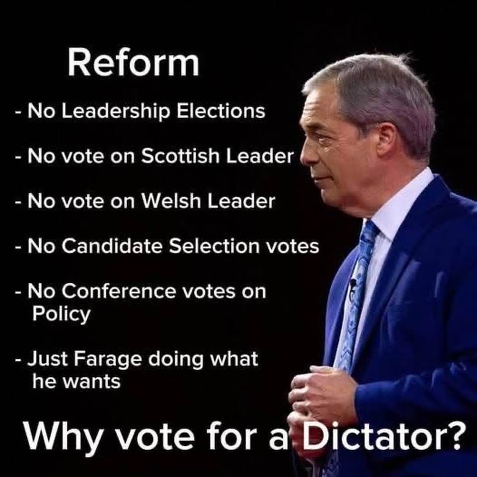 REFORM UK - Still a one-man-band!
Never likely to change while Farage holds sway.