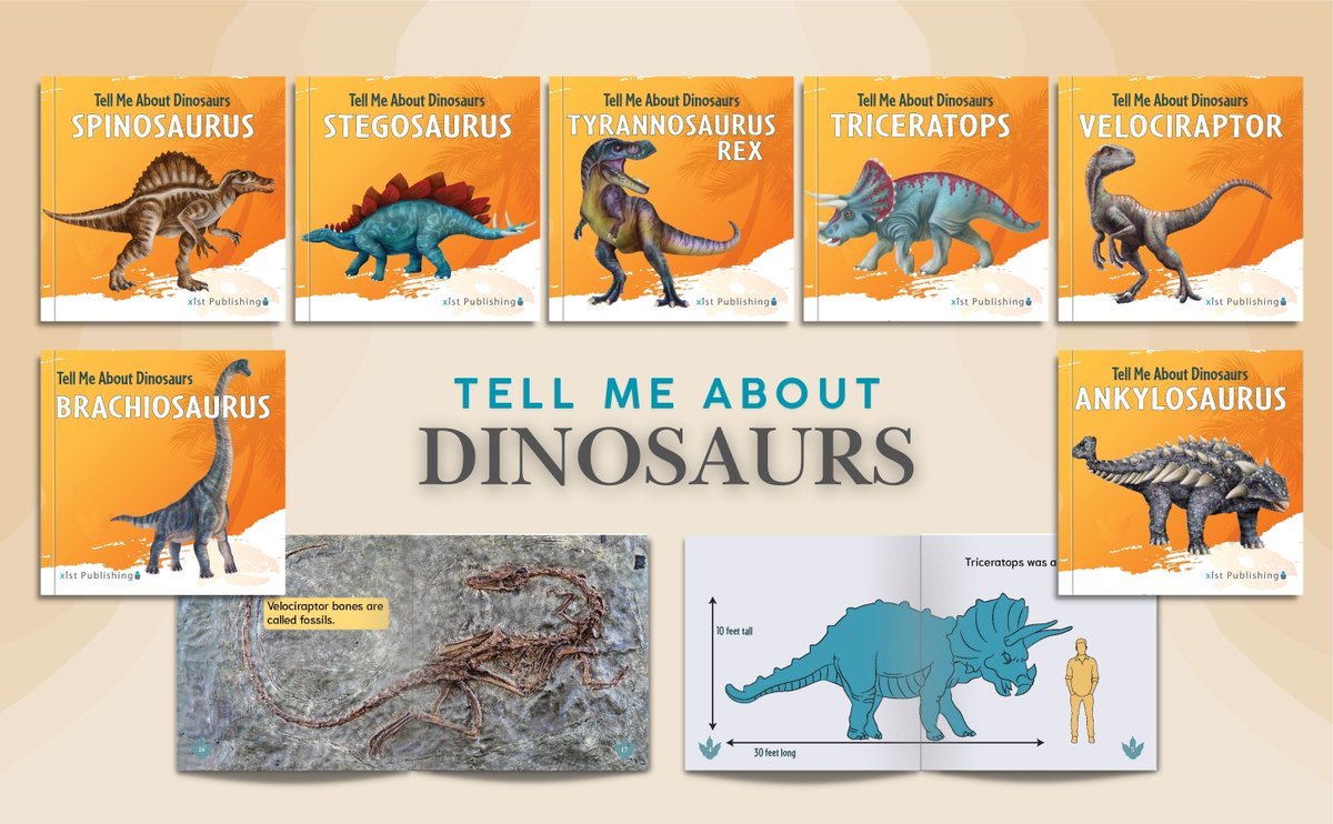 XistPublishing's tweet image. 🦖 Nonfiction that kids want to pick up on their own!
With bright illustrations and kid-friendly facts, the Tell Me About Dinosaurs Series invites young readers to explore the prehistoric world—one dinosaur at a time.
#NonfictionForKids #EarlyLiteracy #DinosaurBooks