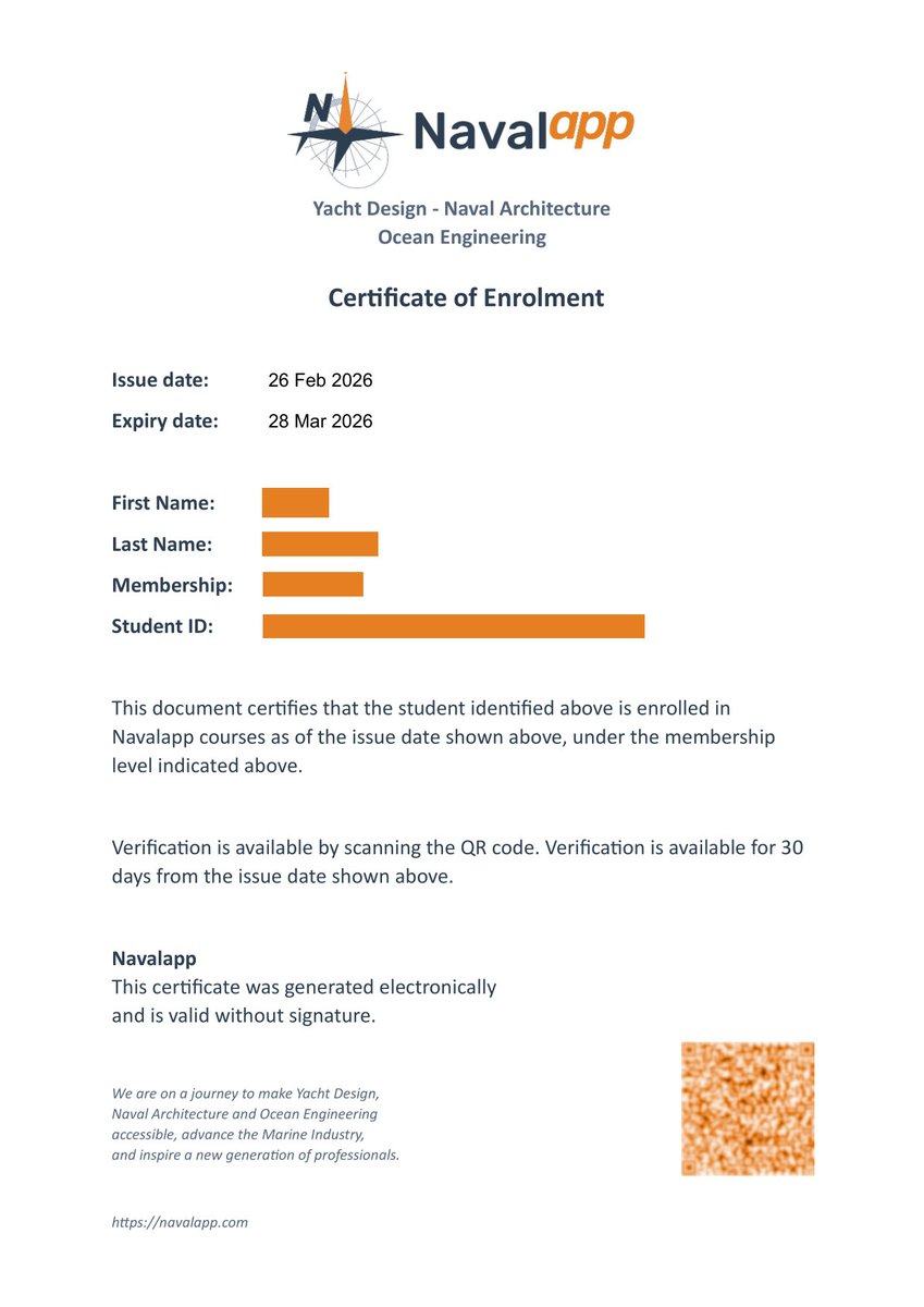 navalapp's tweet photo. Dear Students 🚩

From now on, you can download and print your personalized Certificate of Enrolment and Academic Report.

 You can access and print both documents from your Account page (🎯 https://t.co/B8XGX1zhva).

#navalapp #yachtdesign #navalarchitecture #ocean🔥🔥🔥 https://t.co/r2XRIftBrn